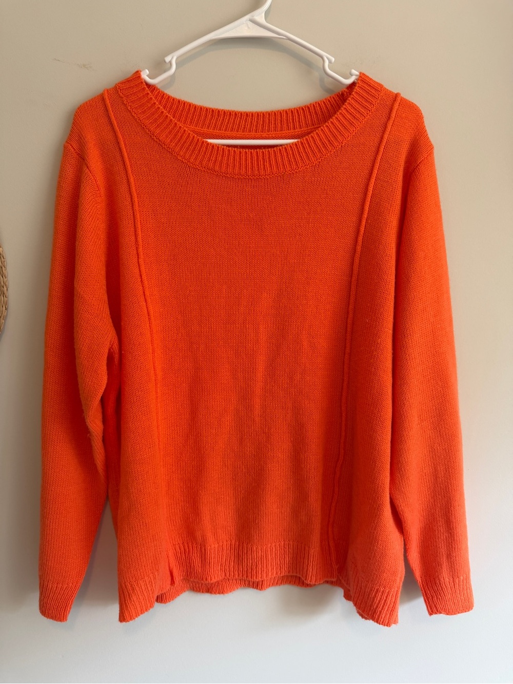 SHEIN Orange Scoop Neck Knit Sweater